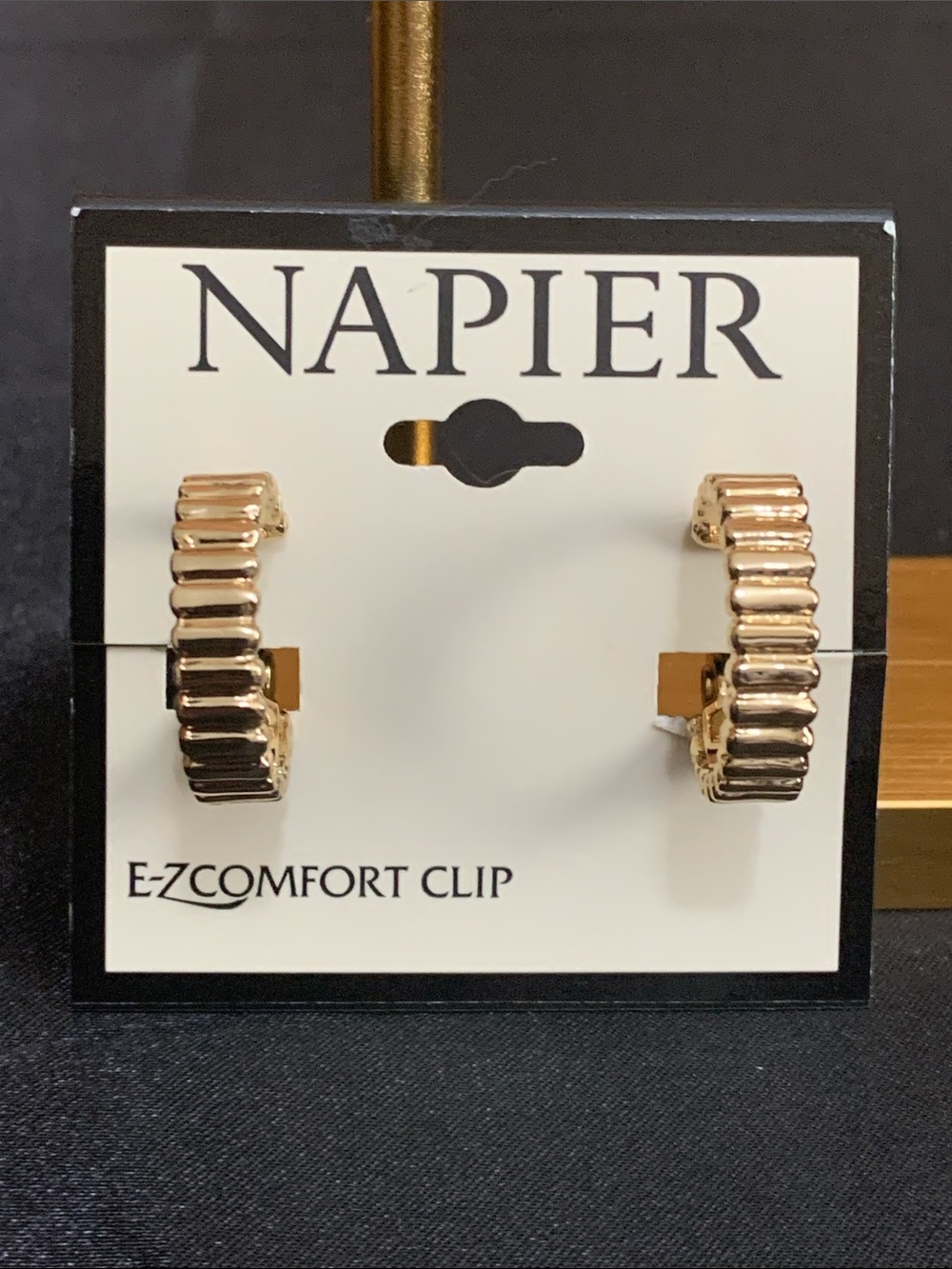 NWT Napier gold tone textured clip on earrings